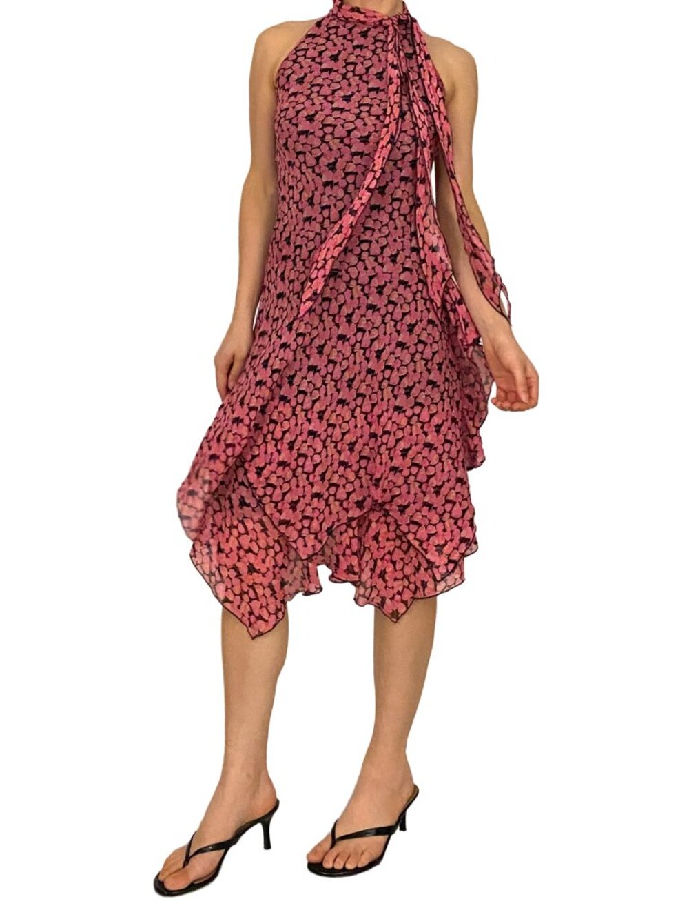 Silk Rose Petal Handkerchief Dress